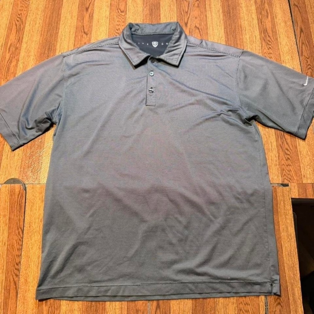 Nike Golf Blue Vintage Retro Tech Sportswear Polo Button Shirt Large